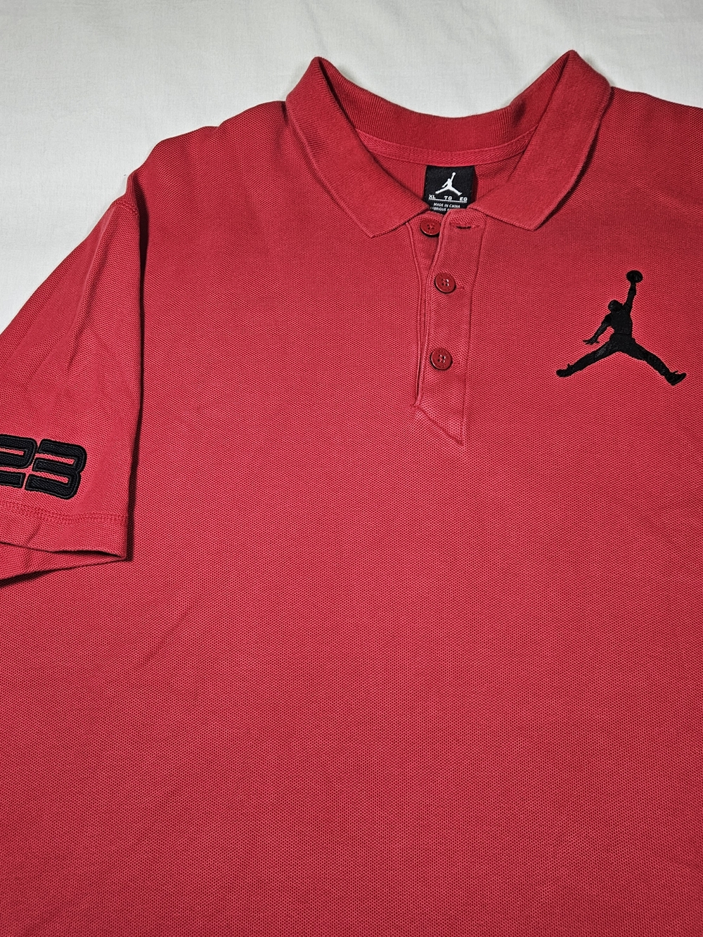 Nike Air Jordan Polo Shirt Mens XL Red Jumpman 23 Sleeve Basketball Golf Pique
